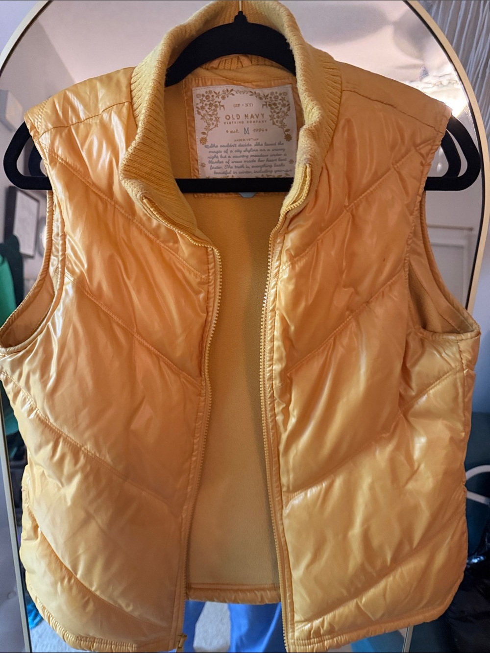 Old Navy Women's Yellow Quilted Puffer Vest
